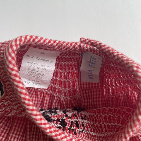 Viva La Fete Collection Georgia Bulldogs Red Gingham Smocked Dress Size 3months - Picture 3 of 5
